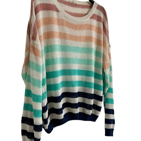 Eesome Pastel Striped Open Knit Light Women's Sweater M - Picture 4 of 5